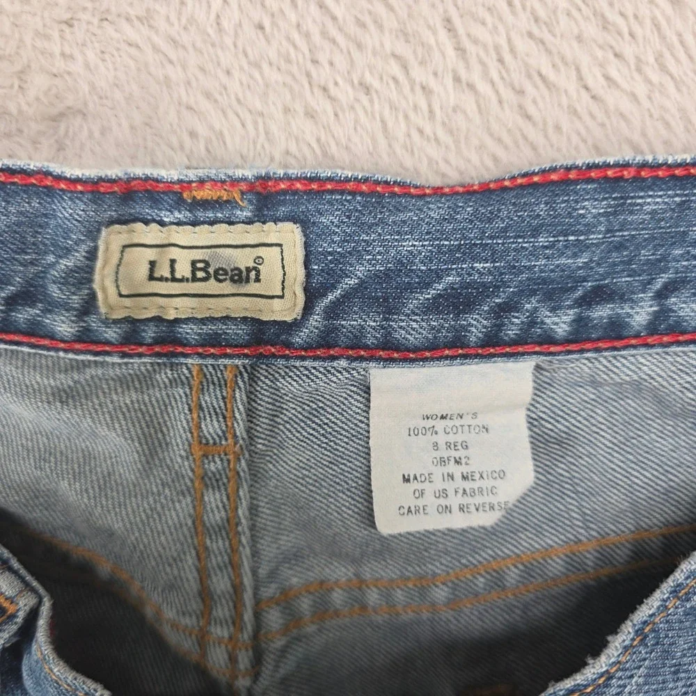 VINTAGE LL Bean Jeans Womens 8 Blue Straight Leg 100% Cotton Classic Denim 90s - Picture 3 of 10
